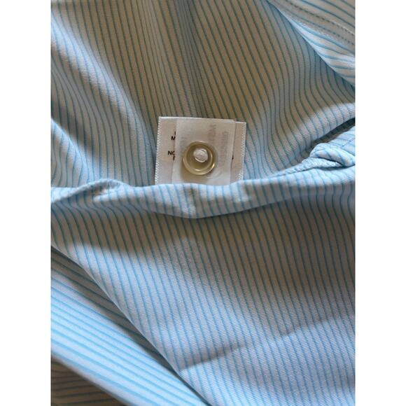 Peter Millar | Summer Comfort Baby Blue & White Stripe Polo Shirt Size XXL - Picture 9 of 9